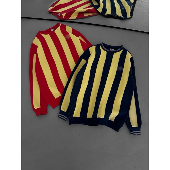 Oversize Taraftar Unisex Sweatshirt Sarı-Kırmızı