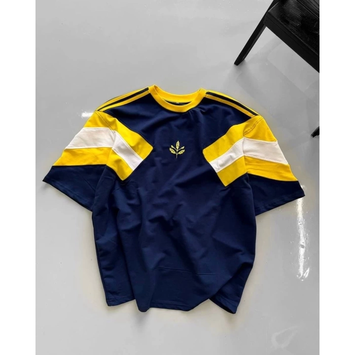 Parçalı Unisex Taraftar Tshirt Lacivert
