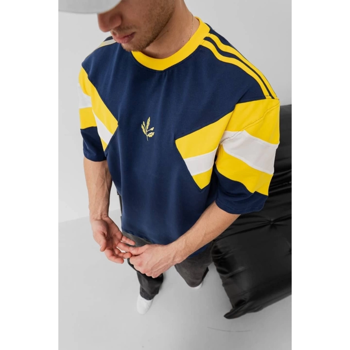 Parçalı Unisex Taraftar Tshirt Lacivert