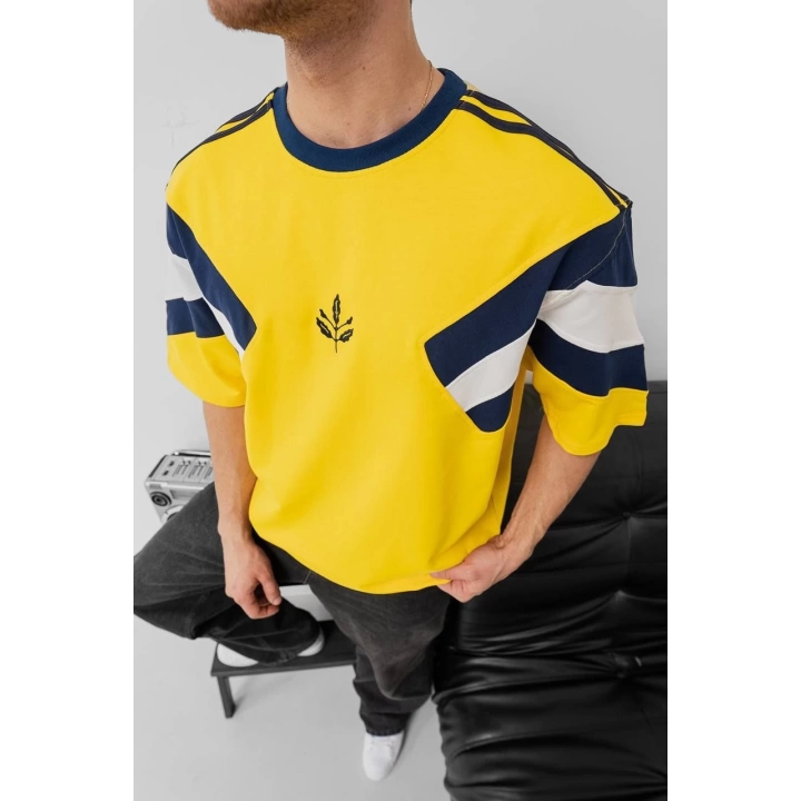 Parçalı Unisex Taraftar Tshirt Sarı