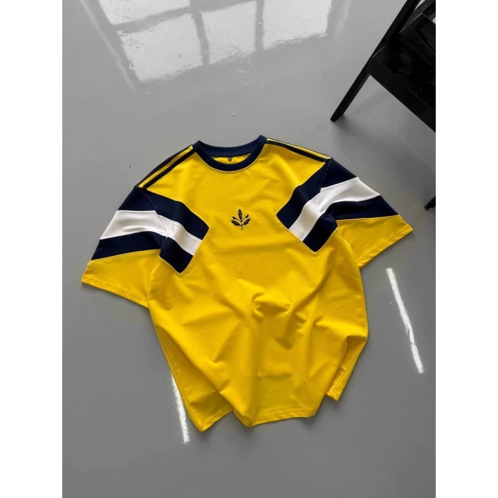 Parçalı Unisex Taraftar Tshirt Sarı