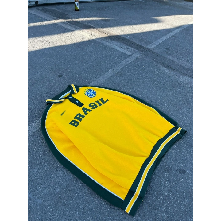 Polo Yaka Brasil Unisex Sweatshirt Sarı