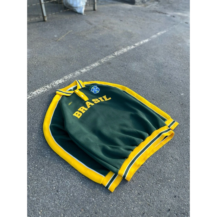 Polo Yaka Brasil Unisex Sweatshirt Yeşil