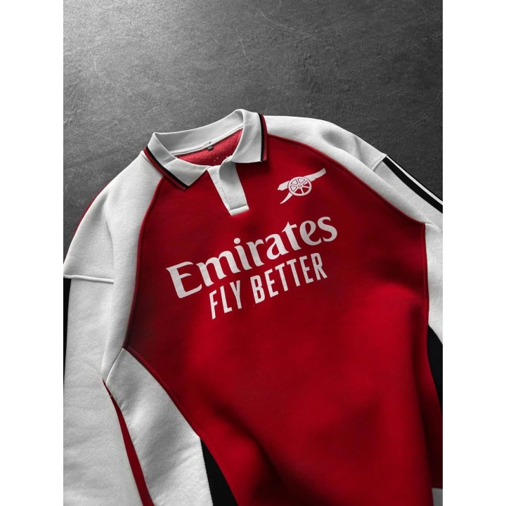 Polo Yaka Emirates Unisex Sweatshirt Kırmızı