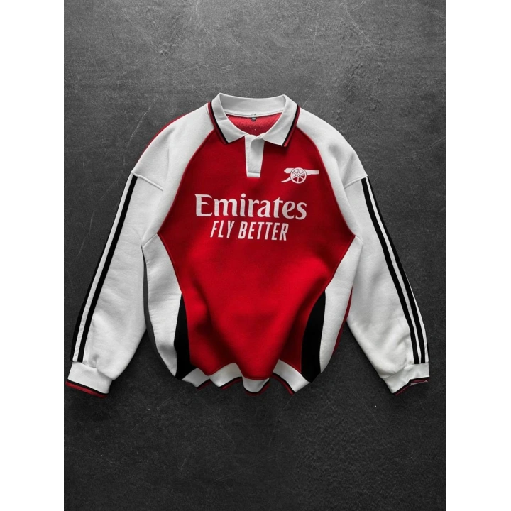 Polo Yaka Emirates Unisex Sweatshirt Kırmızı