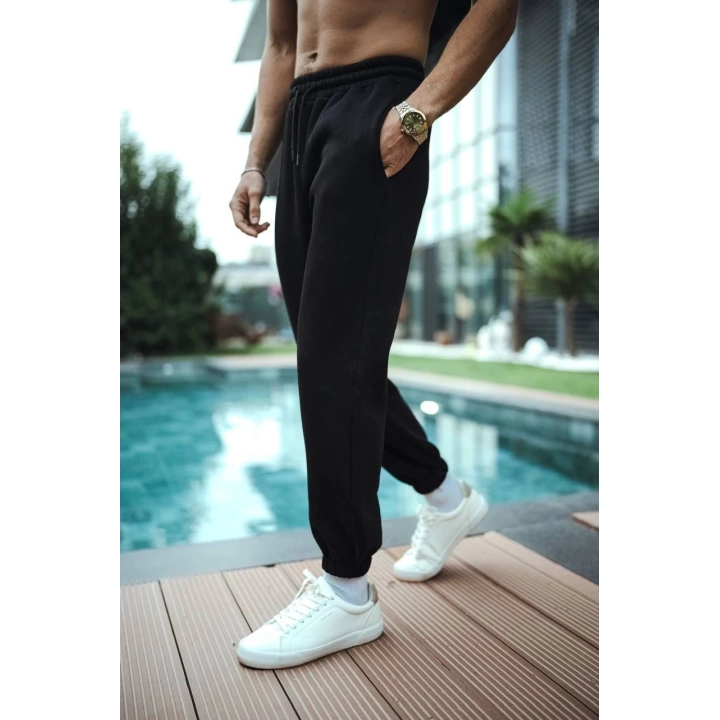 Şardonlu Unisex Basic Eşofman Siyah