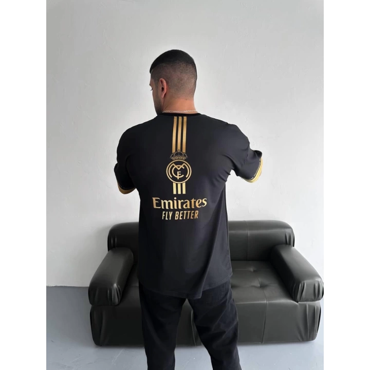Şeritli Oversize Unisex Tshirt Siyah