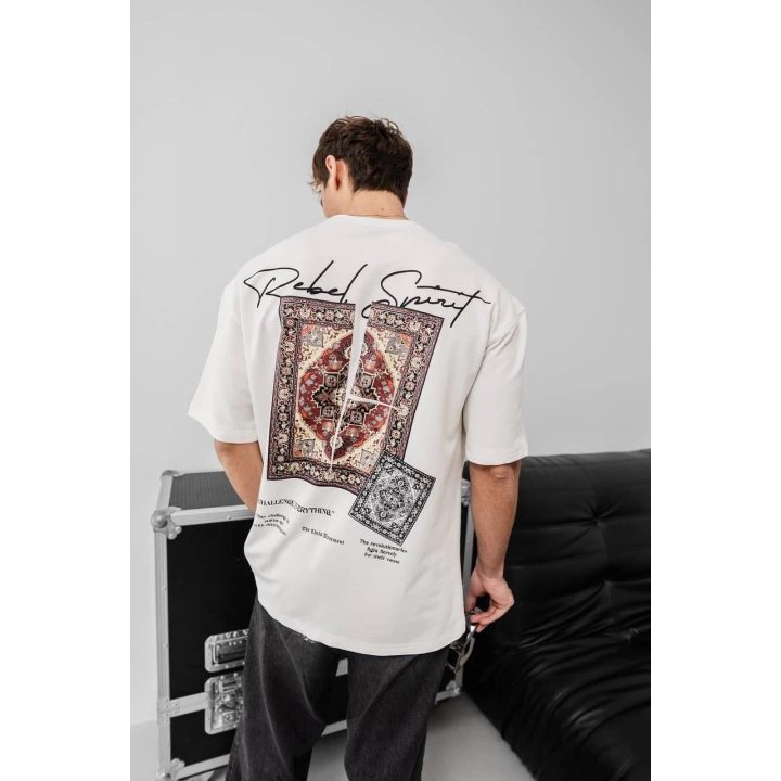 Sırt Baskı Oversize Tshirt Beyaz