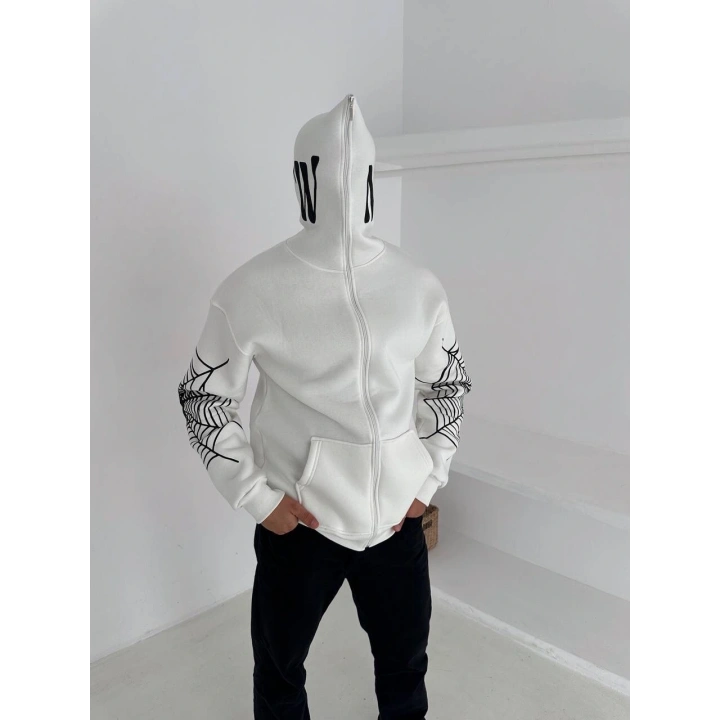 Spider Unisex Oversize Hırka Beyaz