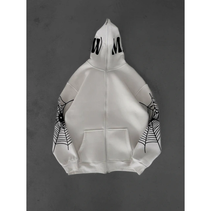 Spider Unisex Oversize Hırka Beyaz