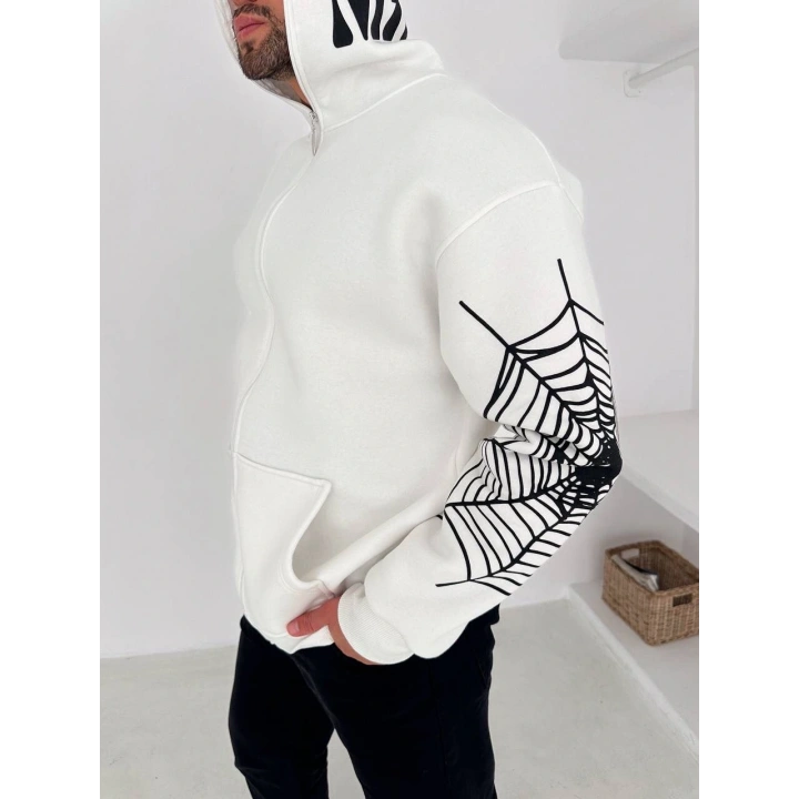 Spider Unisex Oversize Hırka Beyaz