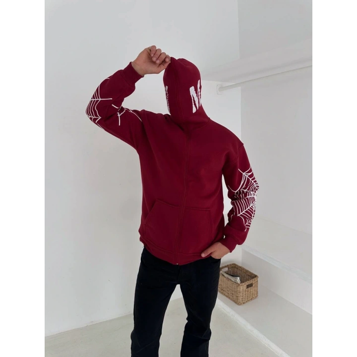 Spider Unisex Oversize Hırka Kırmızı