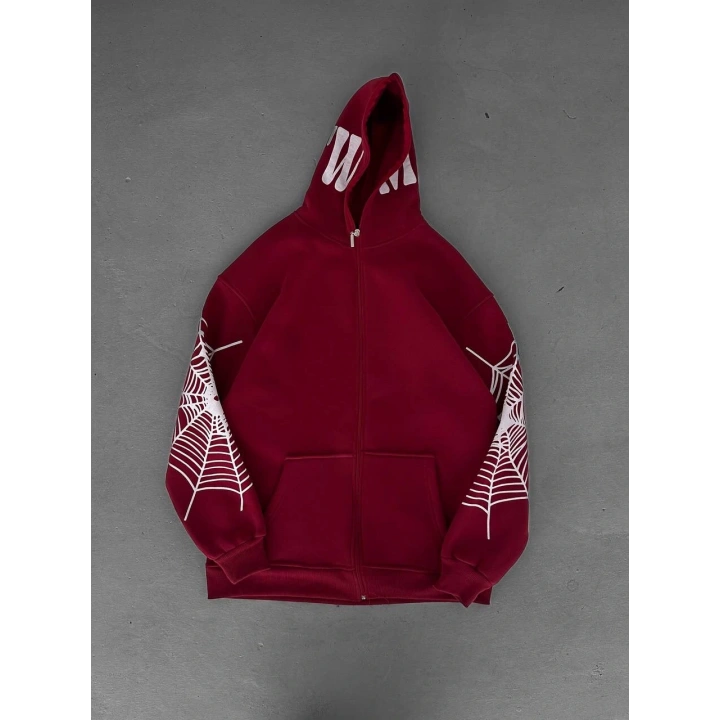 Spider Unisex Oversize Hırka Kırmızı