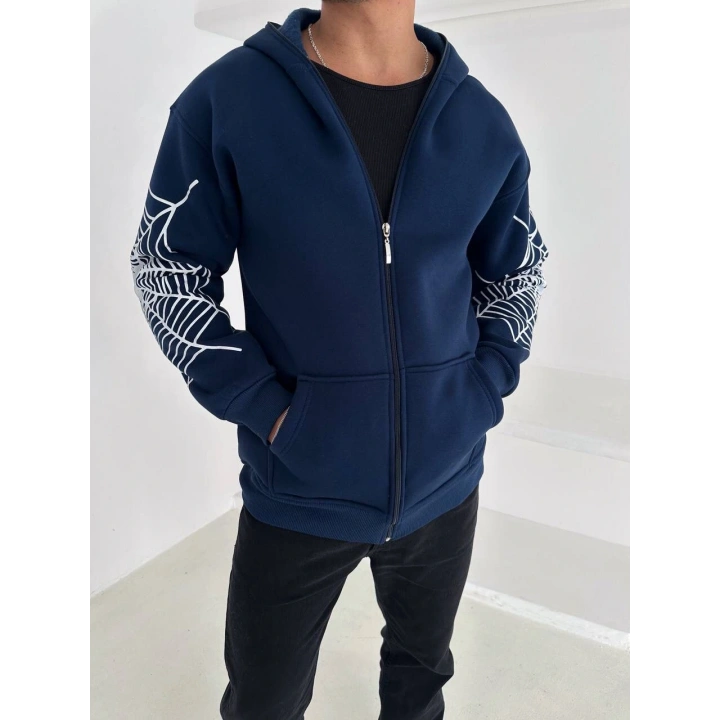 Spider Unisex Oversize Hırka Lacivert