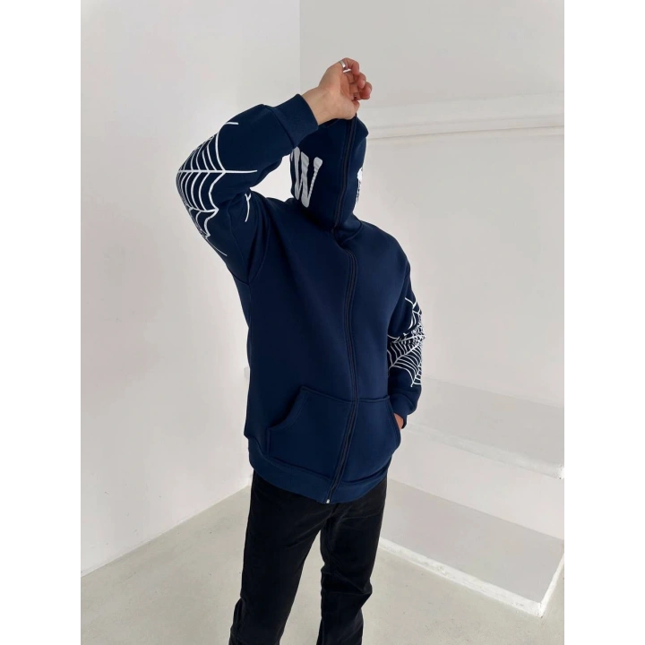 Spider Unisex Oversize Hırka Lacivert