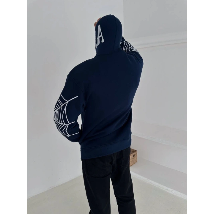 Spider Unisex Oversize Hırka Lacivert