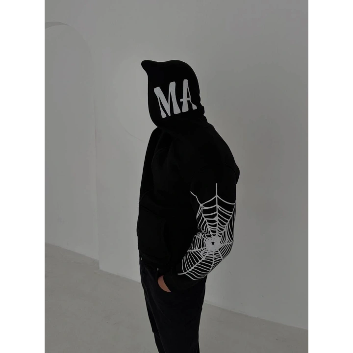 Spider Unisex Oversize Hırka Siyah