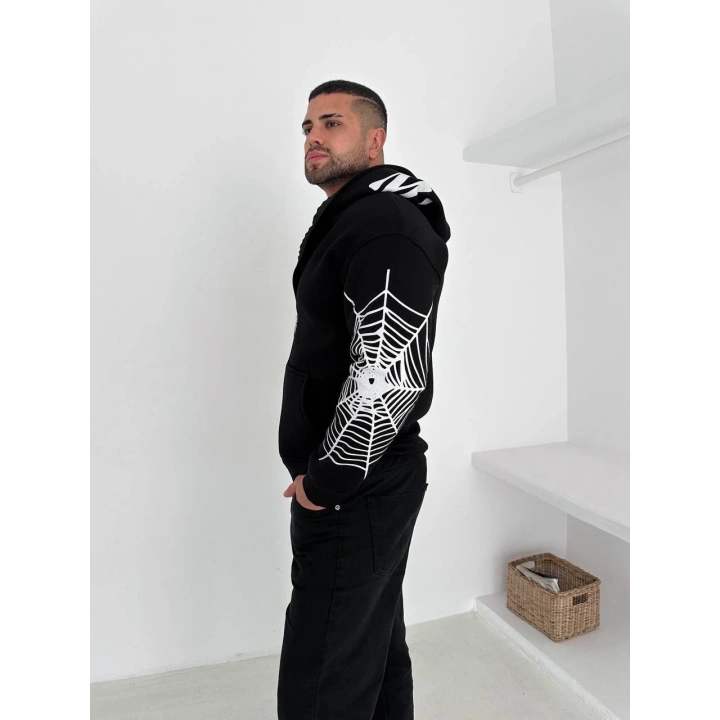 Spider Unisex Oversize Hırka Siyah