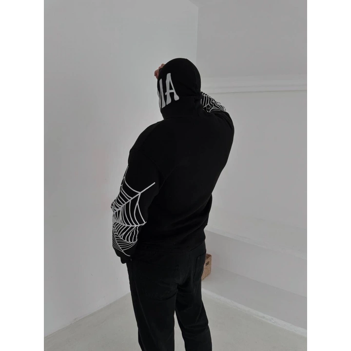 Spider Unisex Oversize Hırka Siyah