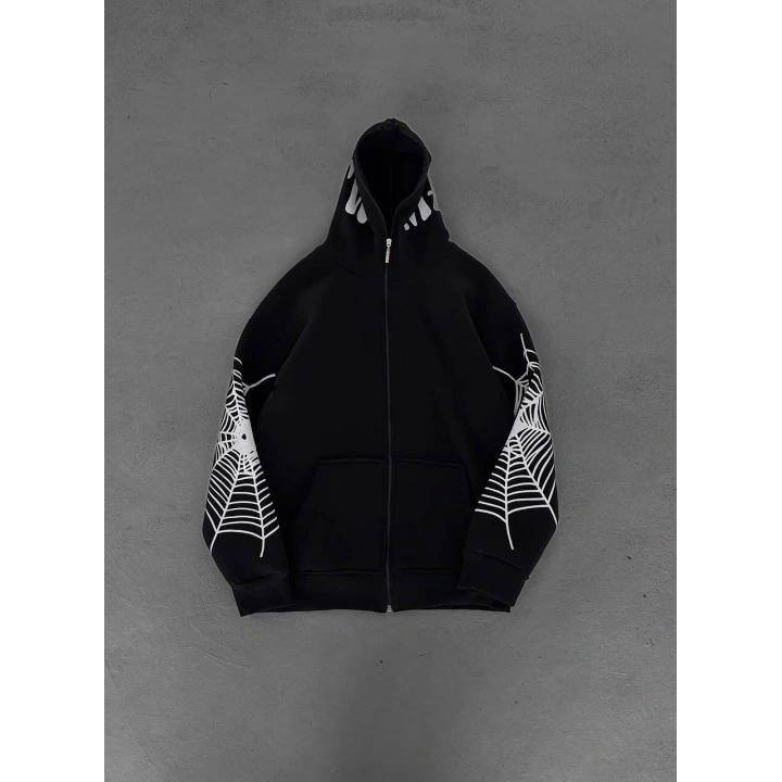 Spider Unisex Oversize Hırka Siyah