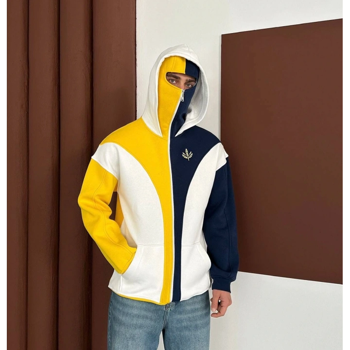 Taraftar Kar Maske Unisex Hırka Sarı-Lacivert