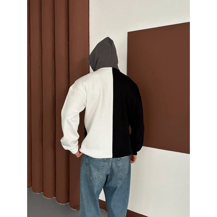 Taraftar Kar Maske Unisex Hırka Siyah-Beyaz
