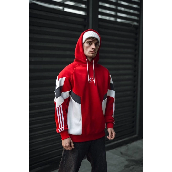 TR Unisex Şardonlu Sweatshirt Kırmızı