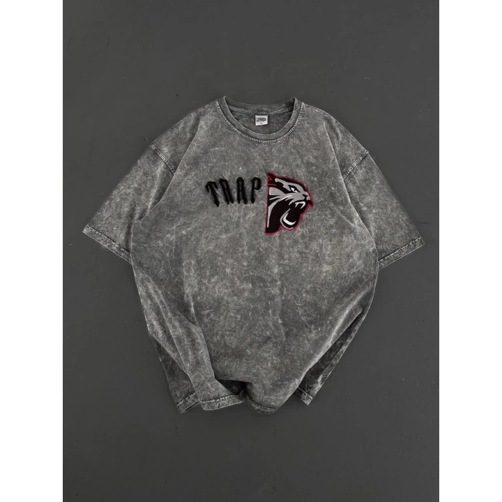 Trap Unisex Oversize Tshirt Gri