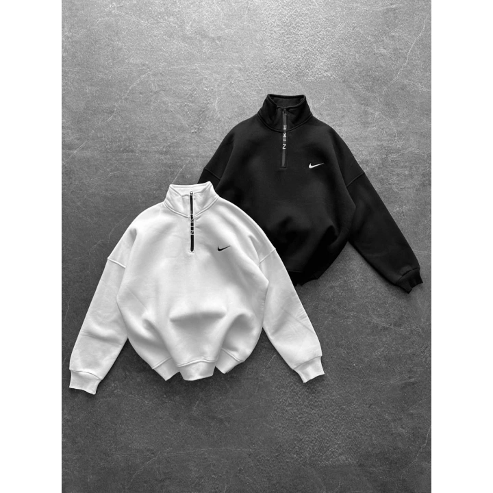 Yaka Detay Sweatshirt Beyaz