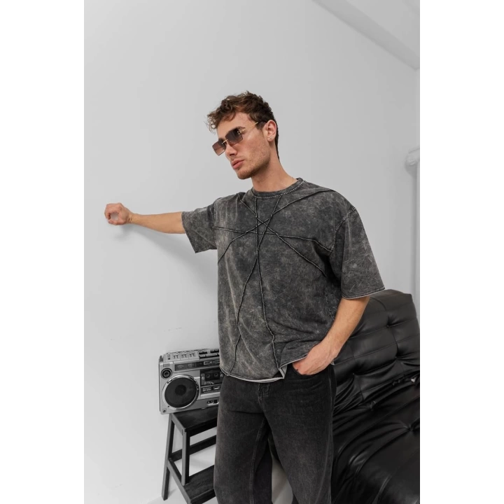 Yıkamalı Oversize Tshirt Antrasit