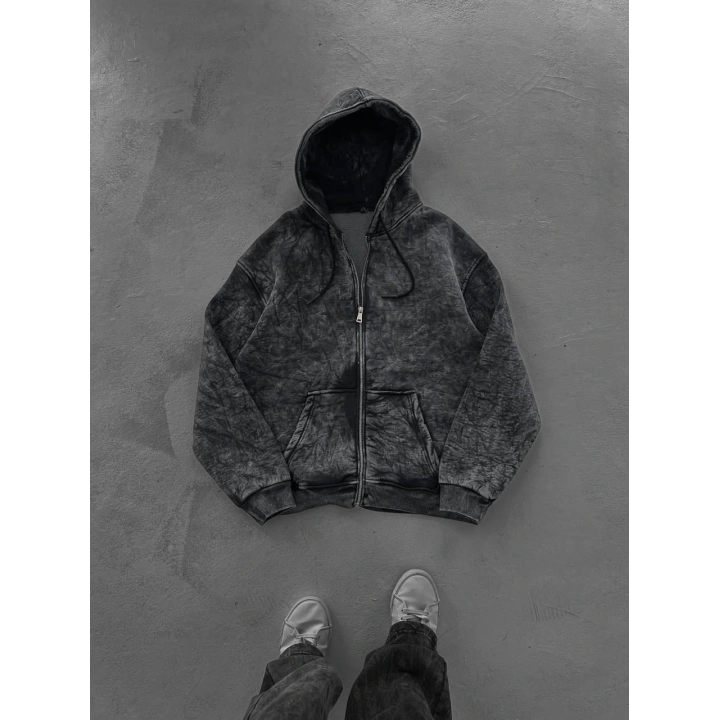 Yıkamalı Oversize Unisex Hırka Füme