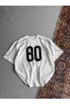 80 Unisex Oversize Tshirt Beyaz