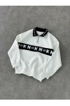 Air Polo Yaka Unisex Sweatshirt Beyaz