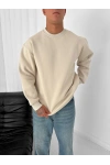 Basic Oversize Unisex Sweatshirt Bej