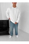 Basic Oversize Unisex Sweatshirt Beyaz