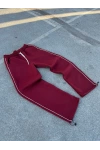 Biyeli Paça Stoper Şardonlu Eşofman Bordo