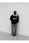 Çizgi Detay Emirates Unisex Sweatshirt Siyah