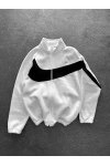 Dik Yaka Unisex Oversize Hırka Beyaz