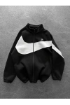 Dik Yaka Unisex Oversize Hırka Siyah