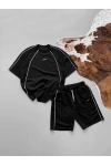 Logo Detay Oversize Unisex Takım Siyah