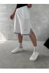 Logolu Basic Unisex Şort Beyaz