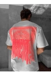 Monarch Unisex Oversize T-Shirt Beyaz-Pembe