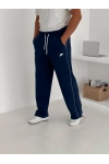 Nakışlı Şardonlu Unisex Baggy Eşofman Lacivert