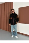 NK Kapüşonlu Unisex Peluş Ceket Siyah