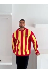 Oversize Taraftar Unisex Sweatshirt Sarı-Kırmızı