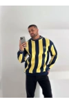 Oversize Taraftar Unisex Sweatshirt Sarı-Lacivert