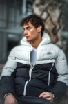Parçalı Dolgulu Unisex Şişme Mont Siyah