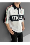Polo Yaka İtalya Oversize Tshirt Beyaz