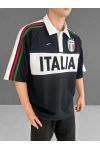 Polo Yaka İtalya Oversize Tshirt Siyah