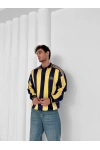 Polo Yaka Taraftar Unisex Oversize Sweatshirt Sarı-Lacivert